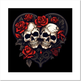 Valentines day Skulls and bones Posters and Art